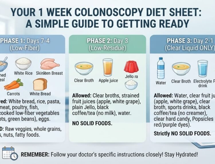 1 week colonoscopy diet sheet
