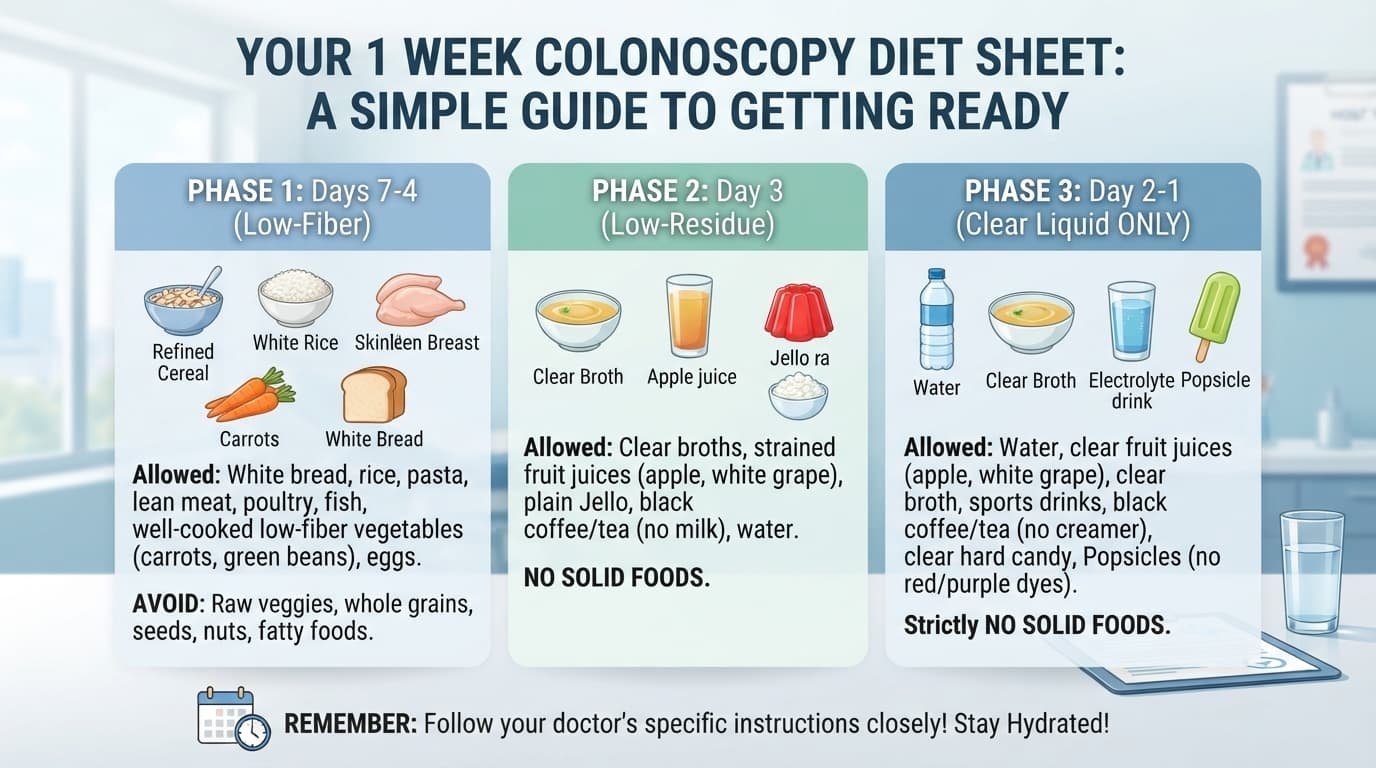 1 week colonoscopy diet sheet